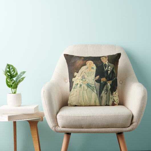 ヴィンテージ アールデコ ウェディング ブライド&グルーム 新婚夫婦 クッション (椅子)
