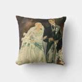 ヴィンテージ アールデコ ウェディング ブライド&グルーム 新婚夫婦 クッション (正面)