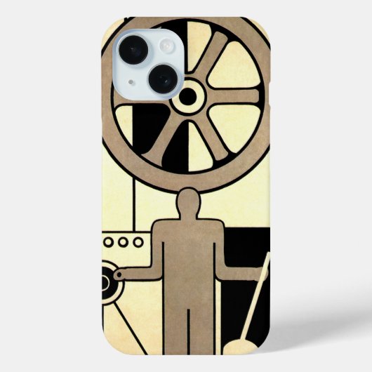 ヴィンテージ アールデコ ビジネス 輪と機械作業員 Case-Mate iPhoneケース (裏面)