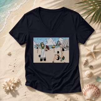 ヴィンテージ アールデコ ビーチ イラスト 1920年代 海岸 Tシャツ