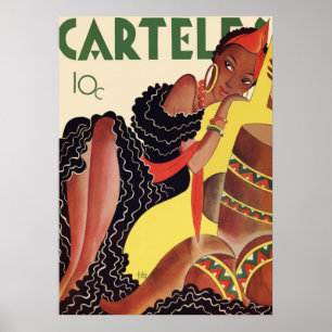 ヴィンテージ アールデコ ポスター 女性 カルテレス – 1920年代ジャズ