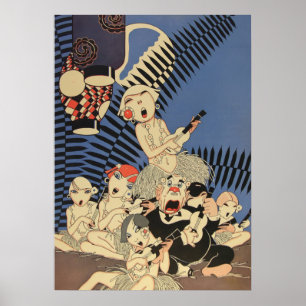 ヴィンテージ アールデコ ミュージックポスター – 1920年代ウクレレバンド ポスター
