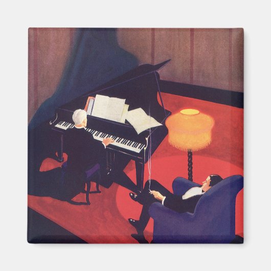 ヴィンテージ アールデコ ミュージック ラウンジ ピアノ プレーヤー ピアニスト マグネット (正面)