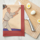 ヴィンテージ アールデコ ラブ、ジル・バルビエの「The Swing」 キッチンタオル (四つ折り)