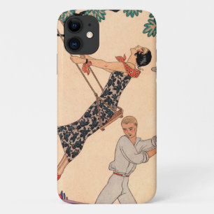 ヴィンテージ アールデコ ラブ、ジル・バルビエの「The Swing」 iPhone 11 ケース
