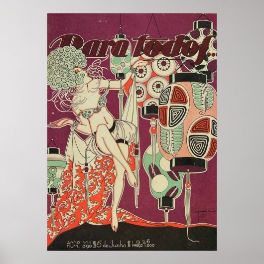 ヴィンテージ アールデコ ランタン ウーマン ポスター – 1920年代 (正面)