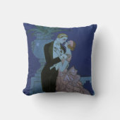 ヴィンテージ アールデコ 新婚夫婦、ジョージ・バルビエの「オイ」 クッション (正面)