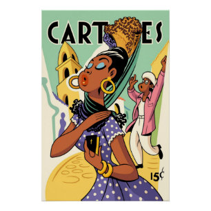 ヴィンテージ アールデコ Carteles 女性ポスター – 20年代ジャズ ポスター
