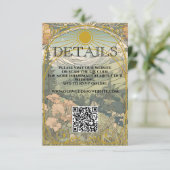 ヴィンテージ アールヌーボー デコ QR コード ウェディング 詳細 エンクロージャーカード (スタンド正面)