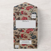 ヴィンテージ アールヌーボー フラワー パターン ウェディング オールインワン オールインワン招待状 (外側)