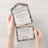 ヴィンテージ アールヌーボー フラワー パターン ウェディング オールインワン オールインワン招待状 (貼ってはがせる)