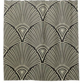 ヴィンテージ,アールヌーボー，ベージュ，グレー，アートデコフランスの,ru シャワーカーテン