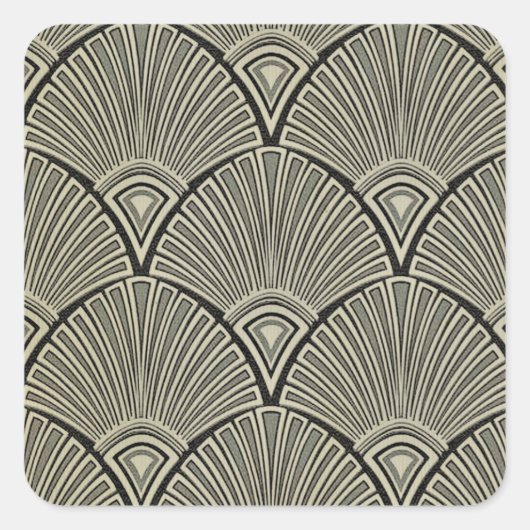 ヴィンテージ,アールヌーボー，ベージュ，グレー，アールデコフランスの, スクエアシール (正面)