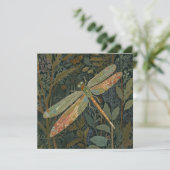 ヴィンテージ アールヌーボー 緑色 ゴールド トンボ 招待状 (スタンド正面)