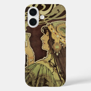 ヴィンテージ アールヌーヴォー カフェ ラジャ、コーヒーを持つ女性 iPhone 16ケース