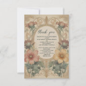 ヴィンテージ アールヌーヴォー フラワーブライダルシャワー フォト サンキューカード (正面)
