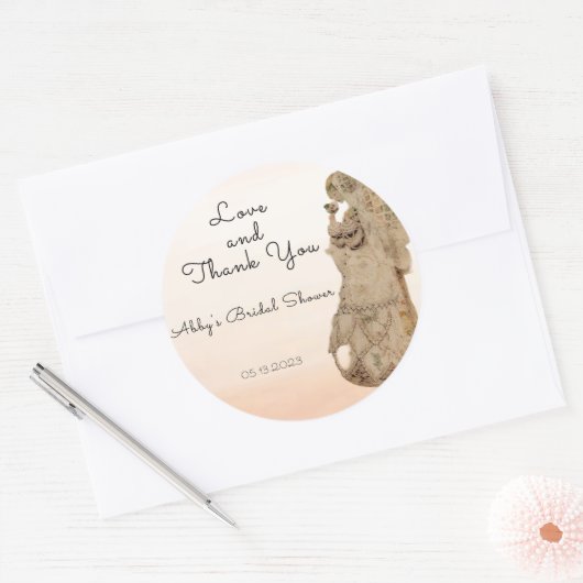 ヴィンテージ アールヌーヴォー ブライダルシャワーのお礼 ラウンドシール (封筒)