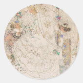 ヴィンテージ アールヌーヴォー ブライダルシャワー ハートステッカー ラウンドシール (正面)