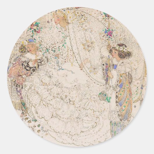 ヴィンテージ アールヌーヴォー ブライダルシャワー ハート ステッカー (正面)