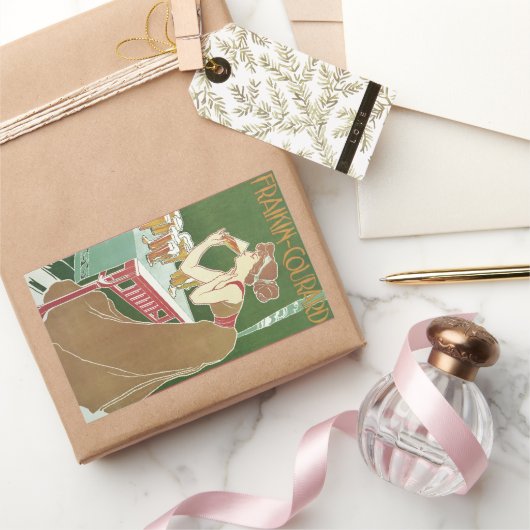 ヴィンテージ アールヌーヴォー ブラッスリー フライキン-クールアル ビール 長方形シール (ギフト)