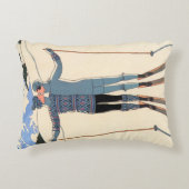 ヴィンテージ アール・デコ、ジョージ・バルビエの『雪中の恋人たち』 アクセントクッション (正面)