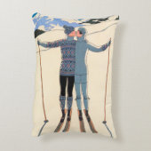 ヴィンテージ アール・デコ、ジョージ・バルビエの『雪中の恋人たち』 アクセントクッション (裏面(縦))