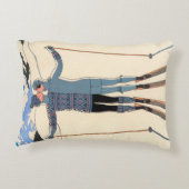 ヴィンテージ アール・デコ、ジョージ・バルビエの『雪中の恋人たち』 アクセントクッション (裏面)