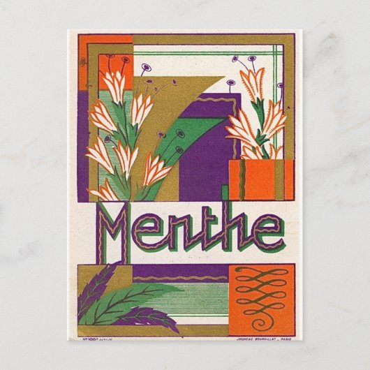 ヴィンテージ アール・デコ フランス ラベル ポストカード (正面)