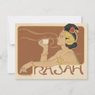ヴィンテージ アール・ヌーボー カフェ ラジャ、コーヒーと共に立つ女性