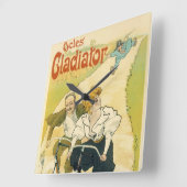 ヴィンテージ アール・ヌーボー、グラディエーター サイクル 自転車 スクエア壁時計 (傾斜)