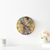 ヴィンテージ アール・ヌーヴォー扇を持つ女性の絵 ラウンド壁時計 (ホーム)