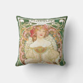 ヴィンテージ アール・ヌーヴォー、アルフォンス・ミュシャによるシャンペノワ クッション (裏面)