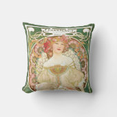 ヴィンテージ アール・ヌーヴォー、アルフォンス・ミュシャによるシャンペノワ クッション (正面)