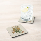 ヴィンテージ アール・ヌーヴォー、オウム、ハスの花 コースター (右側)