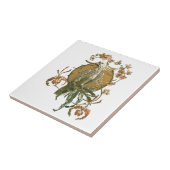 ヴィンテージ アール・ヌーヴォー、オウム、ハスの花 タイル (側面)