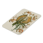 ヴィンテージ アール・ヌーヴォー、オウム、ハスの花 マグネット (左側)