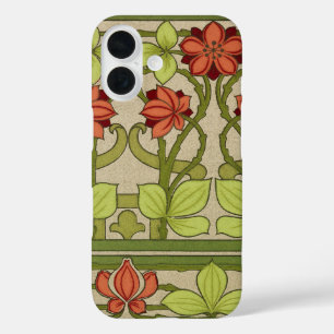 ヴィンテージ アール・ヌーヴォー サージュグリーン 花柄 iPhone 16ケース
