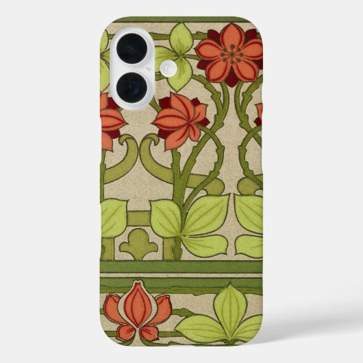 ヴィンテージ アール・ヌーヴォー サージュグリーン 花柄 Case-Mate iPhoneケース (裏面)