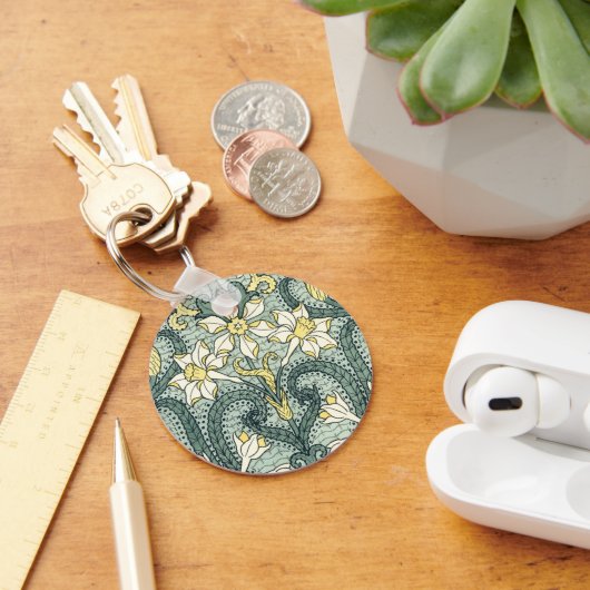 ヴィンテージ アール・ヌーヴォー スイセン ナルシサス 花 キーホルダー (デスク)