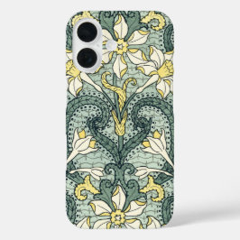 ヴィンテージ アール・ヌーヴォー スイセン ナルシサス 花 iPhone 16ケース
