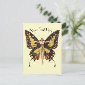 ヴィンテージ アール・ヌーヴォー「フラッパー」蝶の羽根付き ポストカード (スタンド正面)