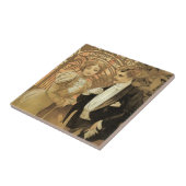 ヴィンテージ アール・ヌーヴォー フリルト・ビスケッツ、アルフォンス・ミュシャ タイル (側面)