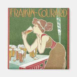 ヴィンテージ アール・ヌーヴォー ブラスリー フライキン・クーラード ビール マグネット
