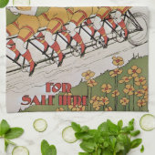 ヴィンテージ アール・ヌーヴォー、ベアリングス タンデム自転車 キッチンタオル (折り畳み)