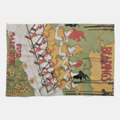 ヴィンテージ アール・ヌーヴォー、ベアリングス タンデム自転車 キッチンタオル (横)