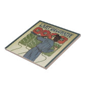 ヴィンテージ アール・ヌーヴォー、ポピー花の画家による絵画 タイル (側面)