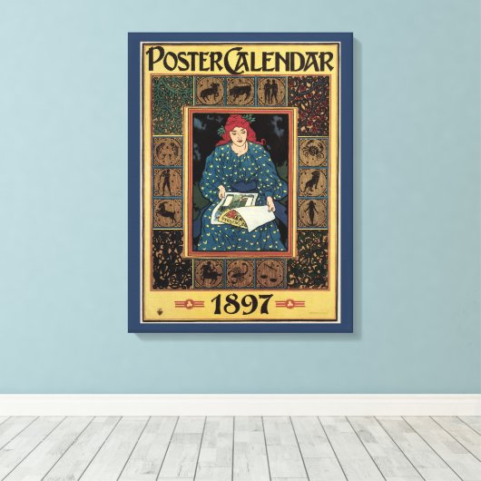 ヴィンテージ アール・ヌーヴォー、占星術の本を読む女性 キャンバスプリント (インサイチュ (ウッドフロア))