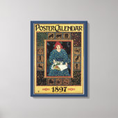 ヴィンテージ アール・ヌーヴォー、占星術の本を読む女性 キャンバスプリント (正面)