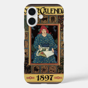 ヴィンテージ アール・ヌーヴォー、占星術の本を読む女性 iPhone 16ケース