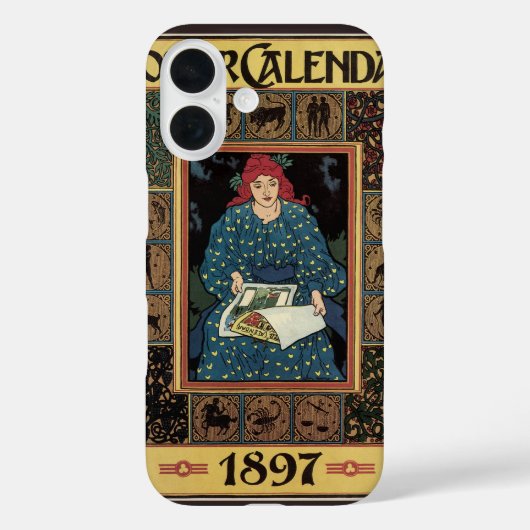 ヴィンテージ アール・ヌーヴォー、占星術の本を読む女性 Case-Mate iPhoneケース (裏面)